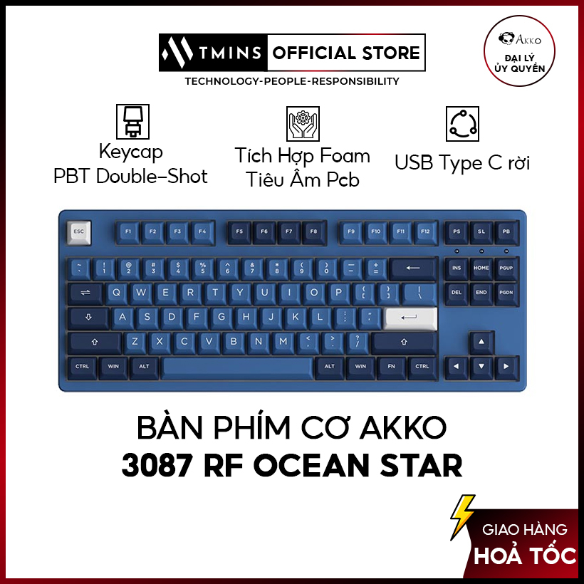 Bàn phím cơ AKKO 3087 RF Ocean Star (2.4Ghz / AKKO sw v3) - Hàng chính ...