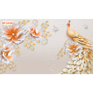 Tranh Dán Tường Chim Công, chim Cò 3D Sang Trọng