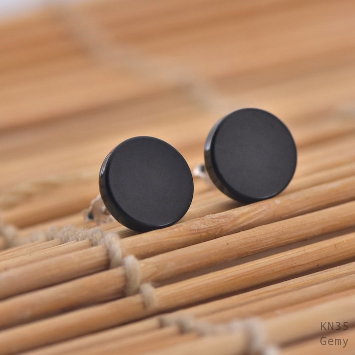 Khuyên tai nam tròn bạc 925 màu đen đơn giản, cá tính, unisex Black Knight 3 (1 chiếc)| GEMY SILVER KN35