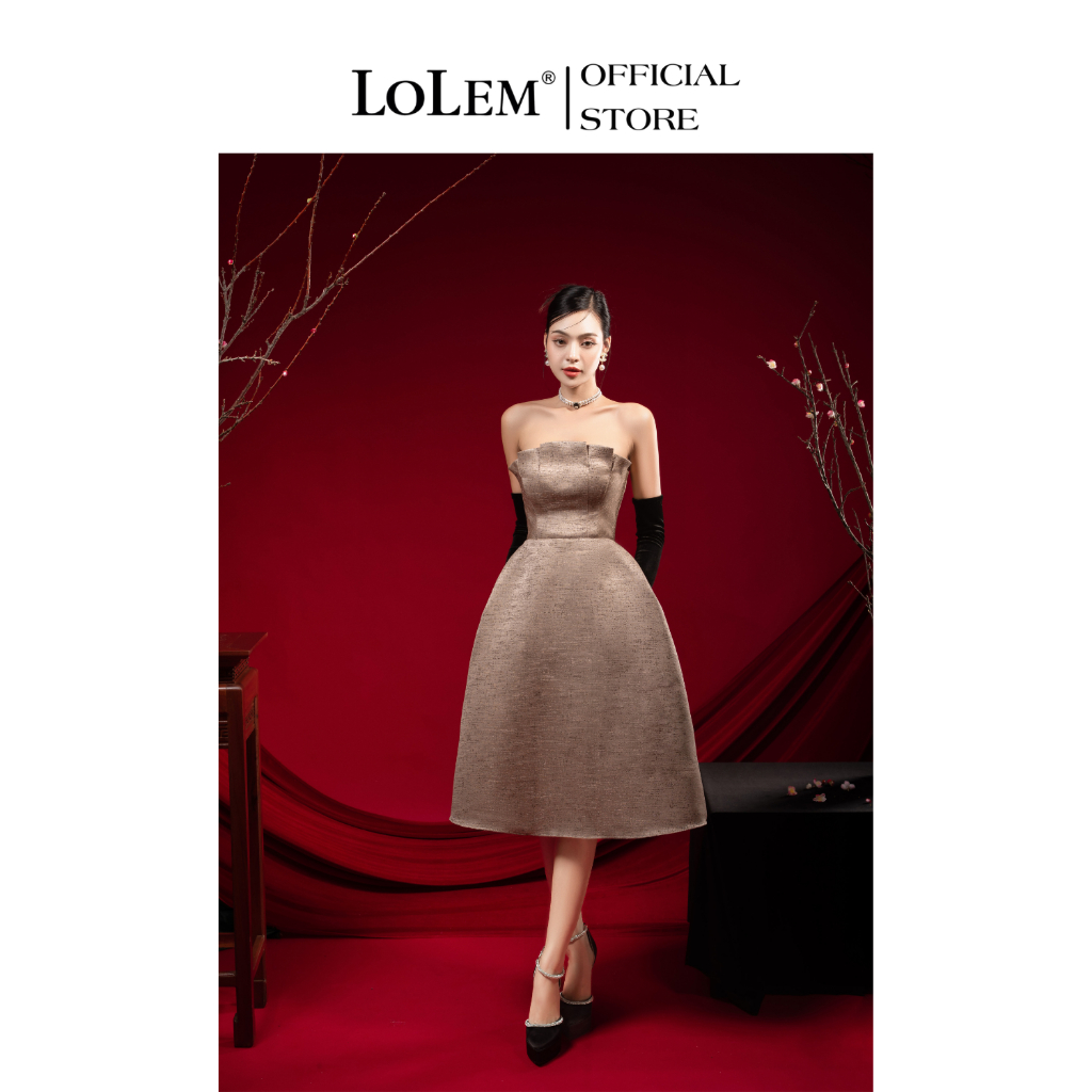 Đầm cúp ngực LOLEM DX400 form xòe có túi hông vải tafta xước giữ form tốt