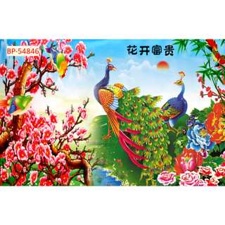 Tranh Dán Tường Chim Công, chim Cò 3D Sang Trọng