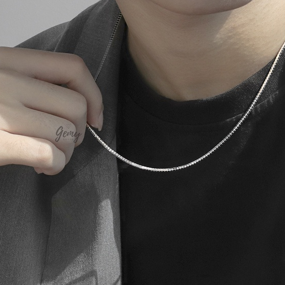 Dây chuyền nam bạc 925 vòng cổ xi bạch kim vàng trắng thiết kế trơn không mặt phong cách unisex | GEMY SILVER VCN9