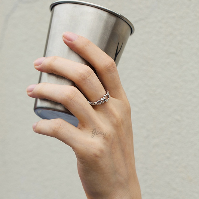 Nhẫn nam bạc 925 Silver Tusk thiết kế mặt xoắn cá tính, độc đáo, nam tính, unisex | GEMY SILVER NN4