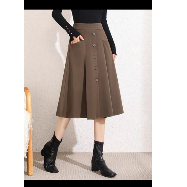 chân váy A xếp ly, chân váy dáng dài 70cm chất tuyết mưa cao cấp tại xưởng