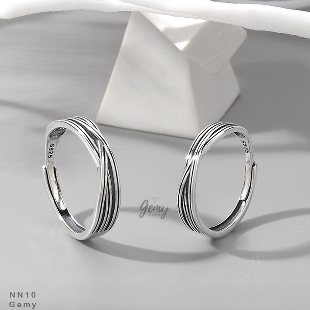 Nhẫn đôi nam nữ Sweetheart, nhẫn bạc 925 phong cách unisex | GEMY SILVER NN10
