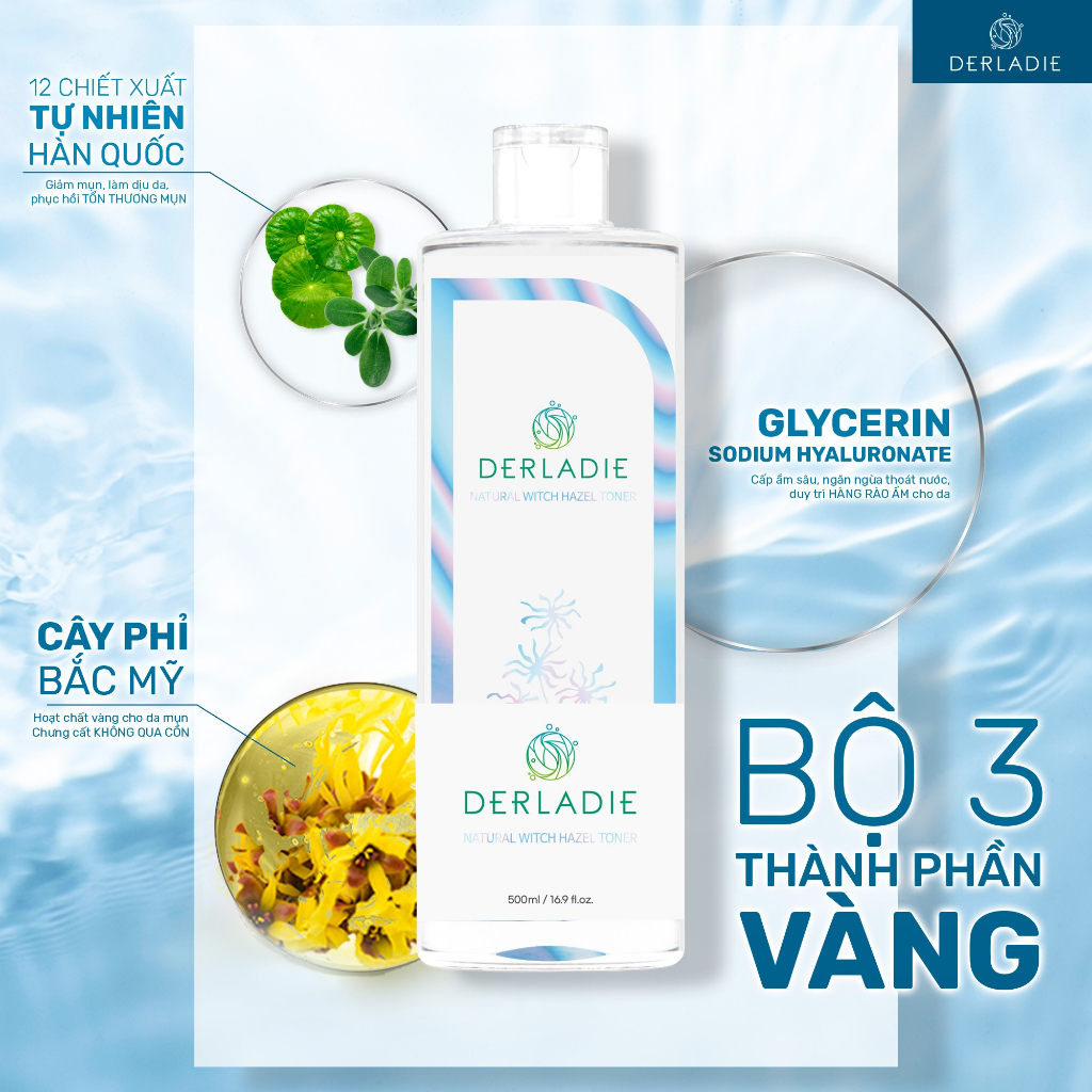 Ảnh Nước Cân Bằng Da Ngừa Mụn, Kiềm Dầu Derladie Natural Moisture Toner 500 Ml 2