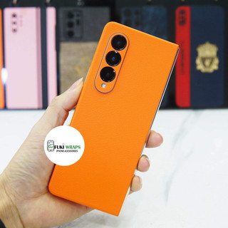 Miếng dán Skin Mặt Lưng Full Viền Vân Da Màu Cam S25 Ultra S23 Ultra Fold 4  Fold 3  Flip 4  Flip 3 S24 Ultra