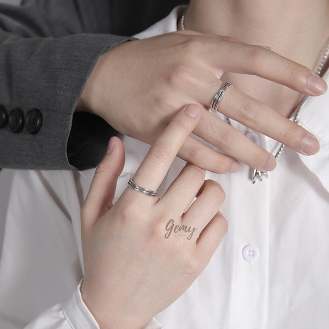 Nhẫn đôi nam nữ Sweetheart, nhẫn bạc 925 phong cách unisex | GEMY SILVER NN10