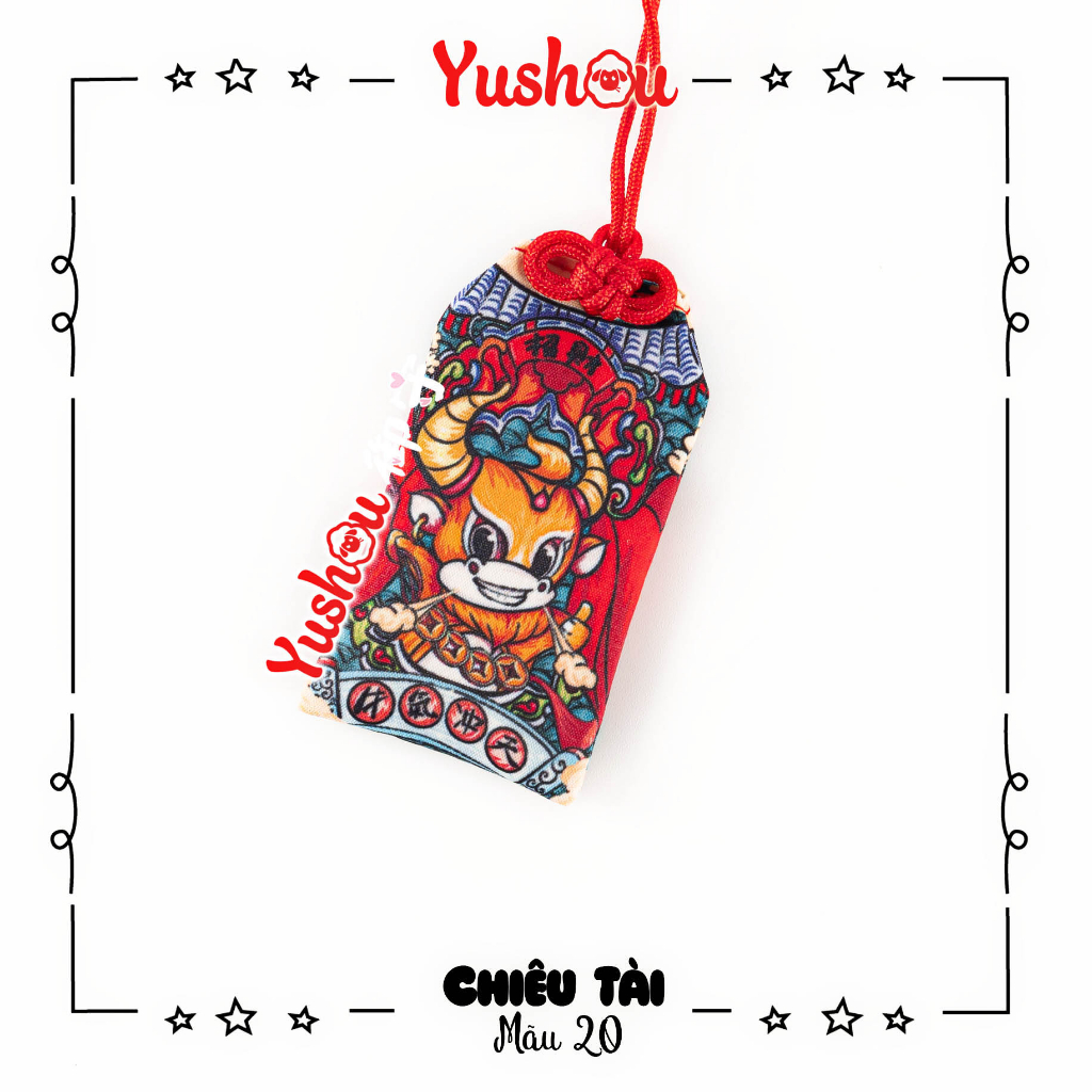 Túi Phước Yushou Tài Vận Sửu - Kiểu Omamori Nhật, Có sẵn, Quà tặng ý nghĩa.