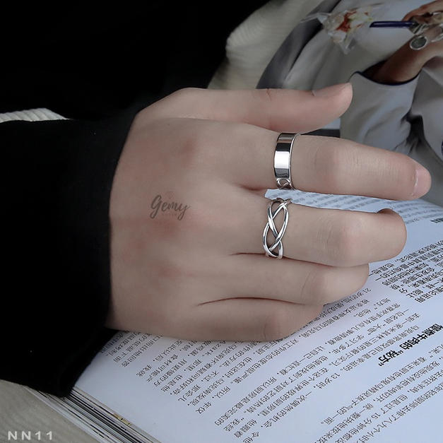 Nhẫn basic nhiều mẫu nam bạc nguyên chất đơn giản, phong cách unisex | GEMY SILVER NN11