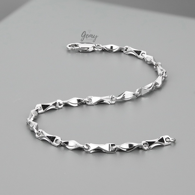 Vòng tay nam bạc lắc mắt xích hộp chữ nhật nhiều size đơn giản, cá tính, unisex | GEMY SILVER VTN4