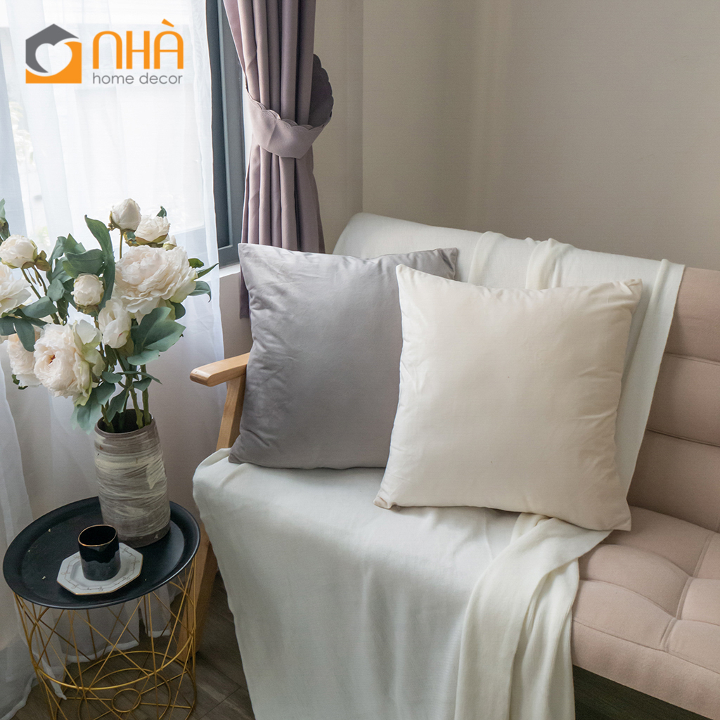 Vỏ Gối Vuông Trang Trí Sofa Nhung Trơn Cao Cấp Passion
