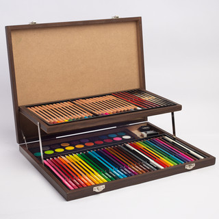 Bộ Màu Vẽ Hộp Gỗ Cao Cấp Art Set Chi Tiết Tặng Bé Học Mỹ Thuật Sáng Tạo