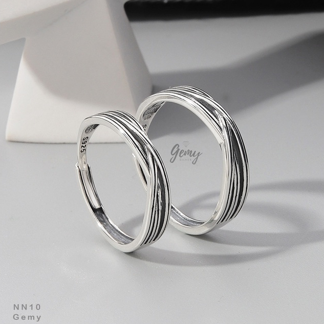 Nhẫn đôi nam nữ Sweetheart, nhẫn bạc 925 phong cách unisex | GEMY SILVER NN10