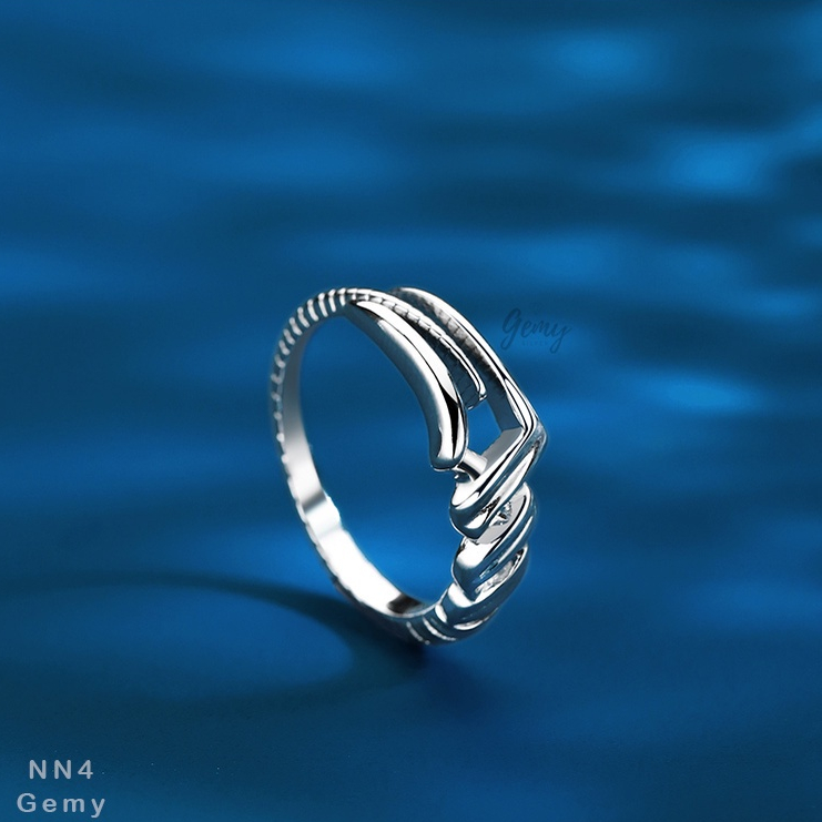 Nhẫn nam bạc 925 Silver Tusk thiết kế mặt xoắn cá tính, độc đáo, nam tính, unisex | GEMY SILVER NN4