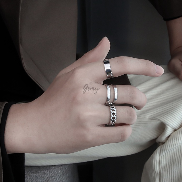 Nhẫn basic nhiều mẫu nam bạc nguyên chất đơn giản, phong cách unisex | GEMY SILVER NN11