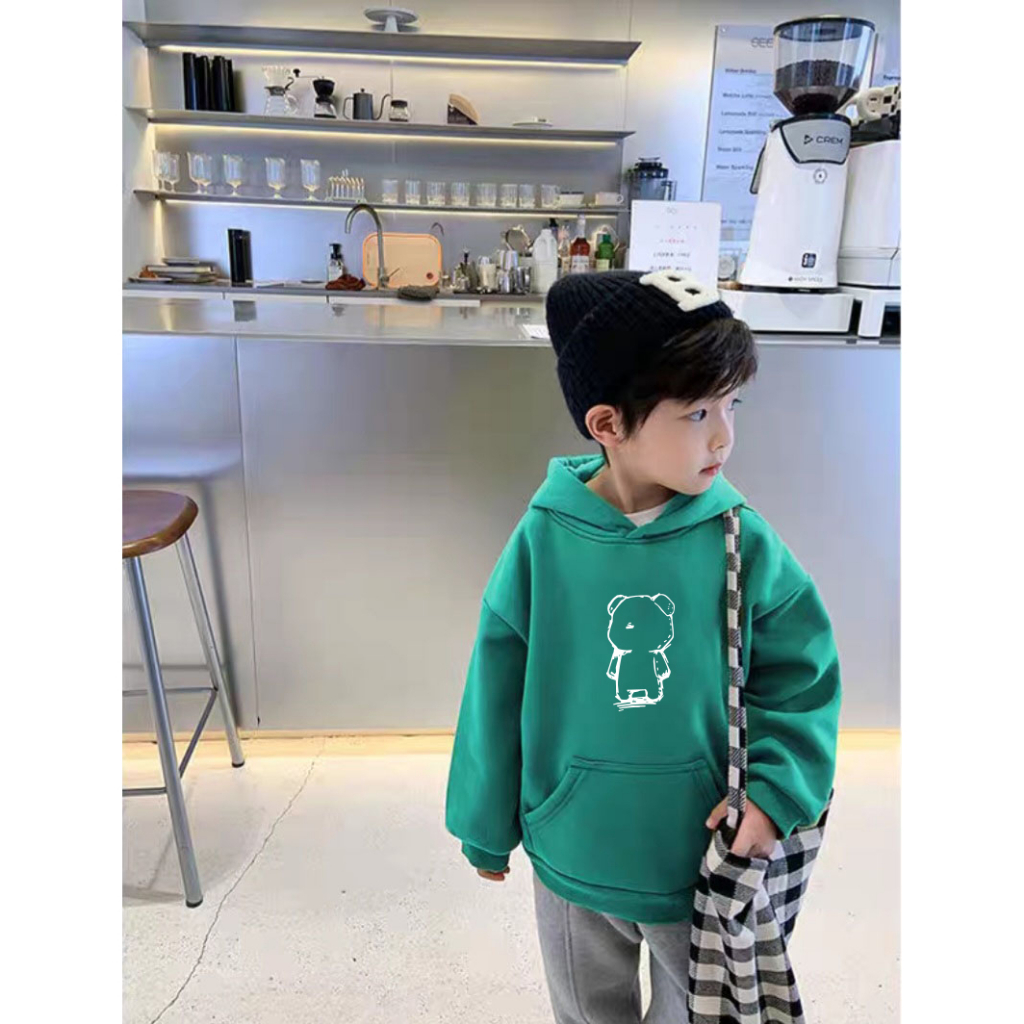 Áo Hoodie nỉ lót lông có mũ bé trai phong cách hàn quốc cho bé 1-10 tuổi 10-35 kg