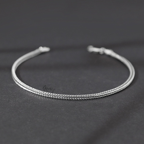 Vòng tay nam bạc lắc mắt xích trơn nhiều size đơn giản basic | GEMY SILVER VTN3