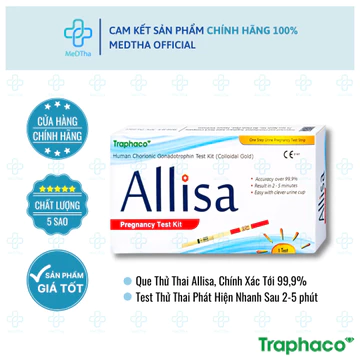 Que Thử Thai Allisa - Test Thử Thai Phát Hiện Nhanh, Đơn Giản, Chính Xác (Hộp 1 Que Thử)