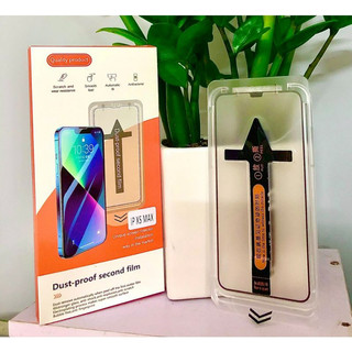 Kính cường lực KHUNG TỰ DÁN Magicbox Black Arrow cho Aifon có tự lấy bụi, có màng bảo vệ loa (Cam)