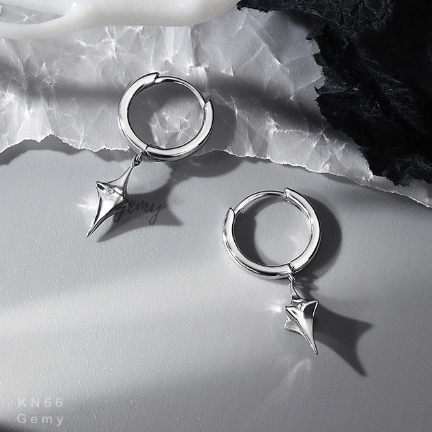 Khuyên tai nam tròn bạc 925 ngôi sao cá tính unisex Starlight (1 chiếc) | GEMY SILVER KN66