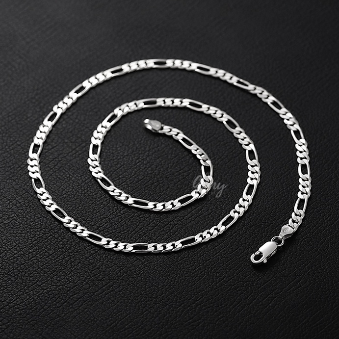 Dây chuyên nam bạc vòng cổ mắt xích trơn đơn giản không mặt unisex nhiều size| GEMY SILVER VCN7