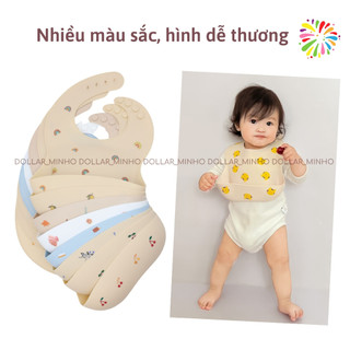 Yếm silicone hình gấu brown nhiều màu có máng hứng rộng cho bé ăn dặm