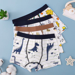 Set 4 quần chip bé trai, quần lót nam cao cấp họa tiết khủng long cao cổ Maruka Fashion cho bé từ 12-45kg