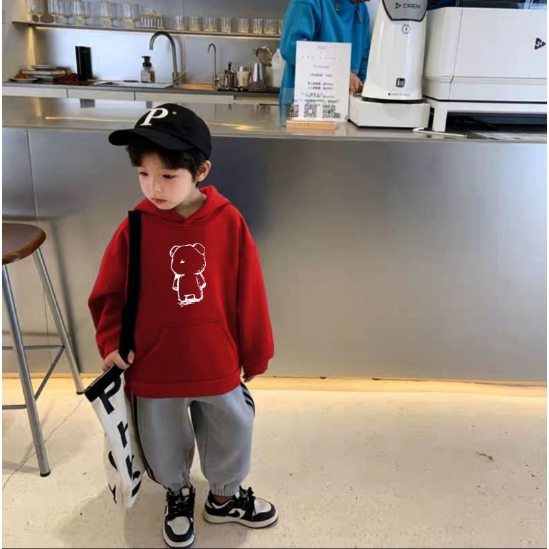 Áo Hoodie nỉ lót lông có mũ bé trai phong cách hàn quốc cho bé 1-10 tuổi 10-35 kg