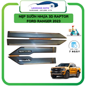Nẹp Sườn xe FORD RANGER 2022-2025, NHỰA ĐEN 3D mẫu Raptor ABS cá tính, thể thao