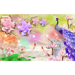 Tranh Chim Công Và Những Cánh Hoa