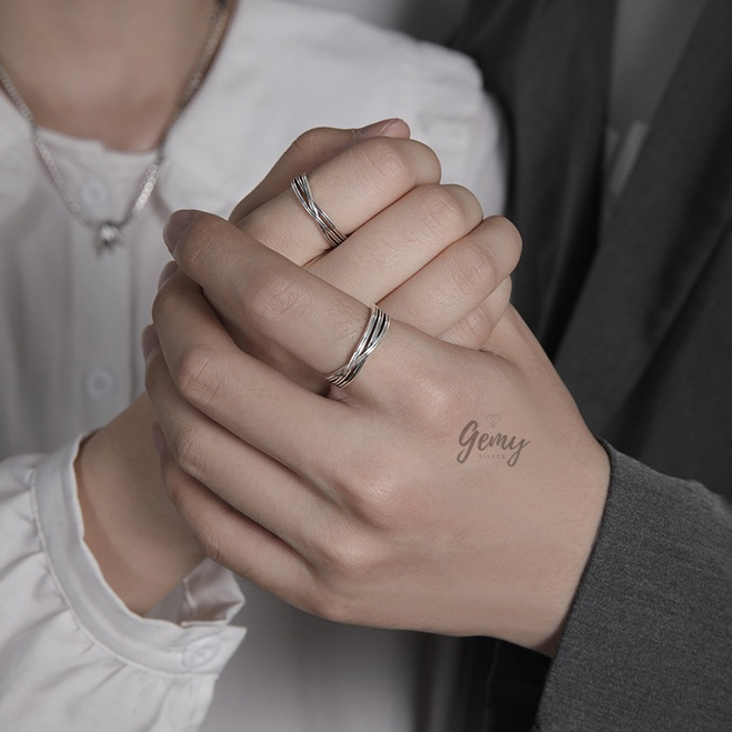 Nhẫn đôi nam nữ Sweetheart, nhẫn bạc 925 phong cách unisex | GEMY SILVER NN10