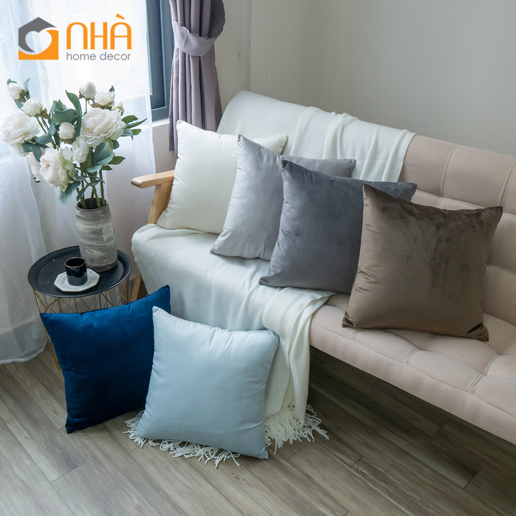 Vỏ Gối Vuông Trang Trí Sofa Nhung Trơn Cao Cấp Passion