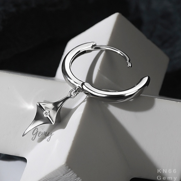 Khuyên tai nam tròn bạc 925 ngôi sao cá tính unisex Starlight (1 chiếc) | GEMY SILVER KN66