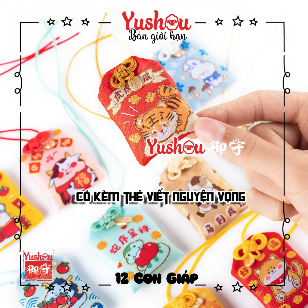 Túi Phước Yushou May Mắn Con Giáp Tụ Phúc - Bản giới hạn - Kiểu Omamori Nhật, Có sẵn, Quà tặng ý nghĩa.