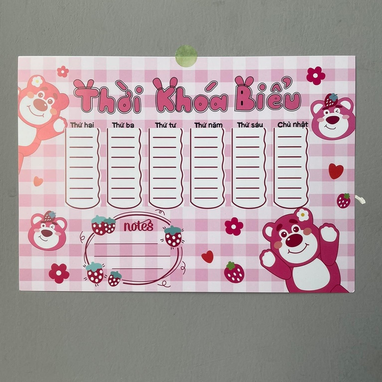 Thời khóa biểu hình Gấu Lotso siêu xinh - Ry Store Takenotes ...