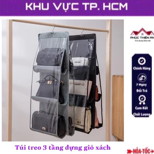 Túi treo đựng giỏ xách, túi sắp xếp đồ 3 tầng 6 ngăn