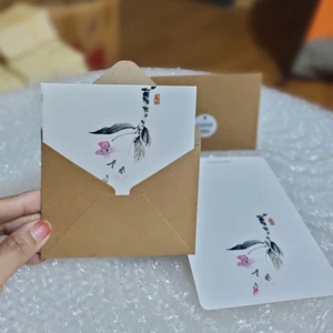 Thiệp chúc mừng chất liệu kraft theo phong cách Vintage (Bộ gồm 1 thiệp, 1 p.bì)