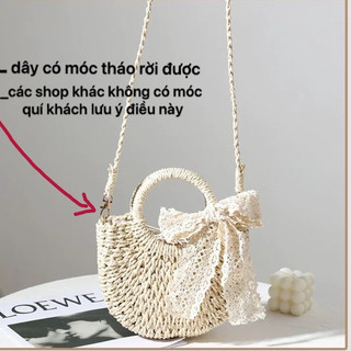 Túi Cói Bán Nguyệt Nơ To 5D