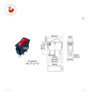 Công tắc bập bênh 3 chân có đèn 15A