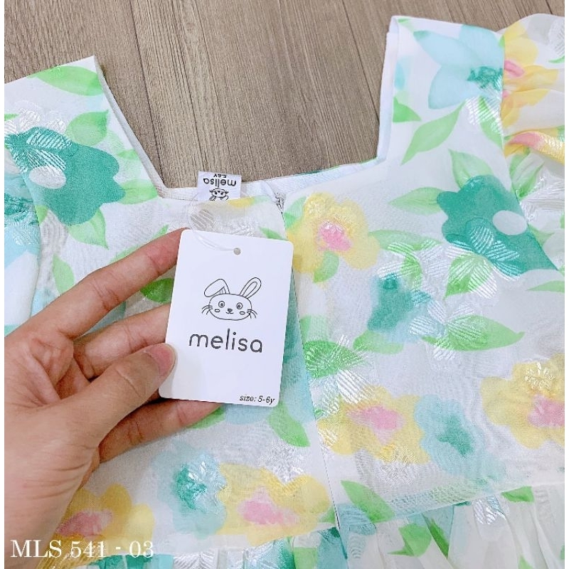 Váy đầm bé gái 1-10 Tuổi , đầm hoa tơ tằm lót cotton mềm Melisa xuất Hàn