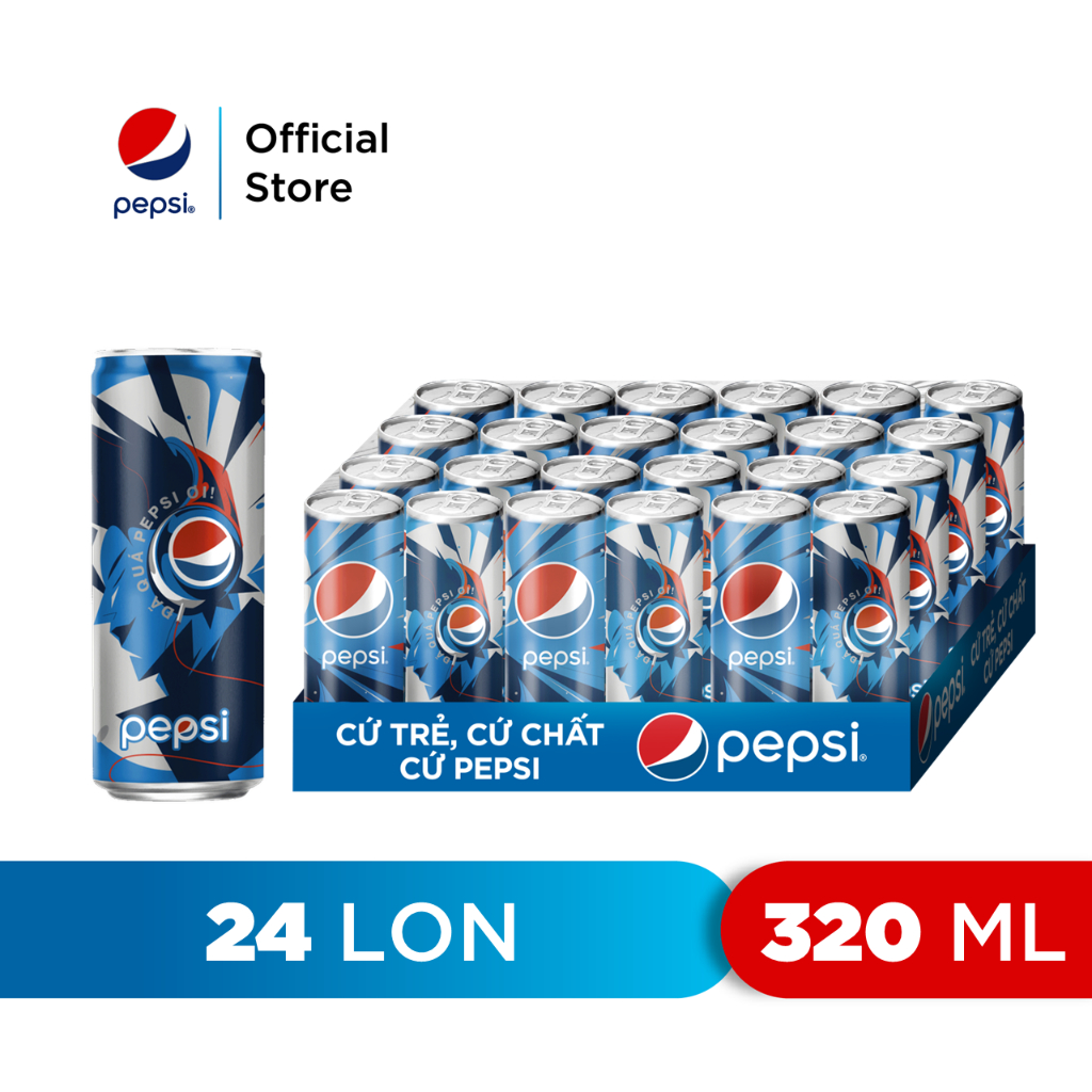 [HỎA TỐC-HN&ĐN&HCM]Thùng 24 Lon Nước Ngọt Có Gaz Pepsi (320ml/lon)