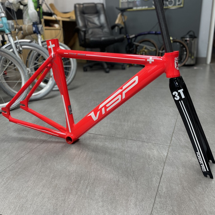 Khung xe đạp Fixed Gear VISP TRS 999 màu Đỏ càng carbon 3T siêu nhẹ ...