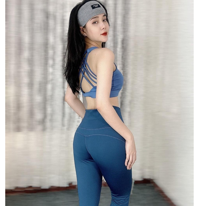 Set bra 2 màu áo đan dây lưng quần 9 tấc siêu xinh ,chất thun lạnh mềm mịn co giãn thoải mái tập gym, yoga, erobic