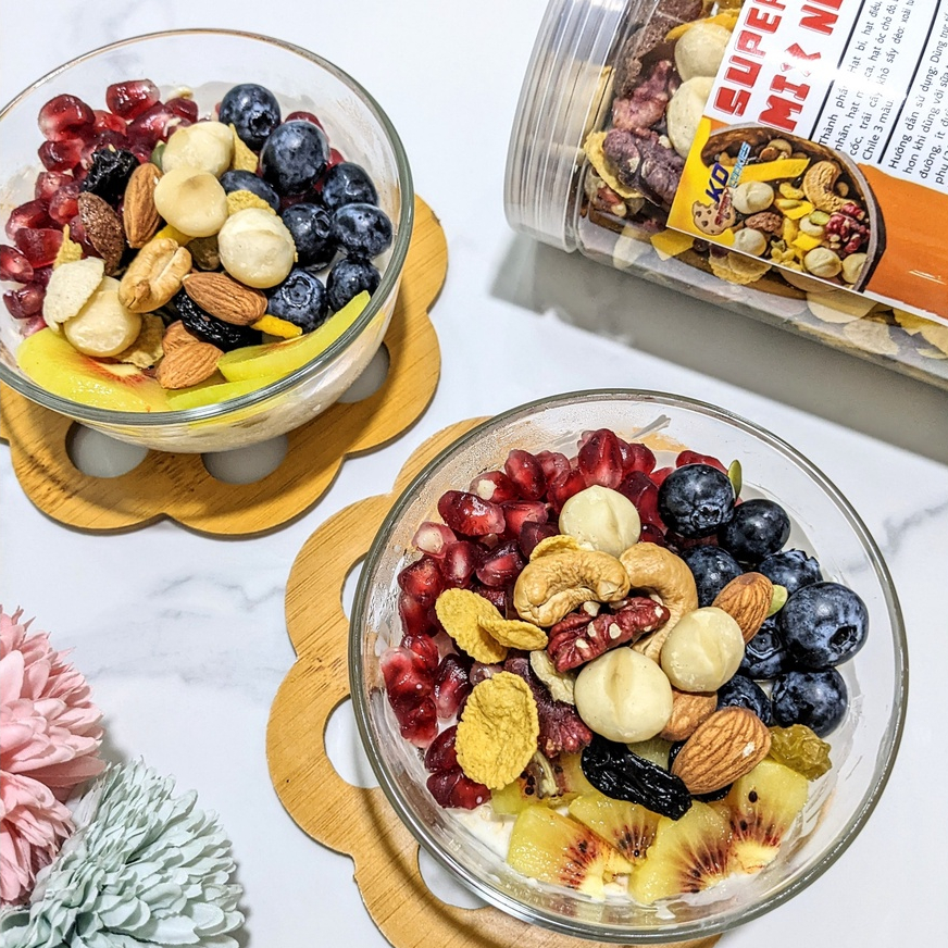 Hạt dinh dưỡng thương hiệu KD Shop mix 10 loại hạt loại 1 và trái cây sấy nhập khẩu 500g/ bịch