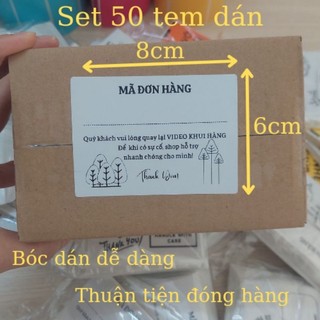 Sét 50 Tem ghi mã vận đơn có sẵn keo kích thước 8x6cm cho gói hàng nhỏ