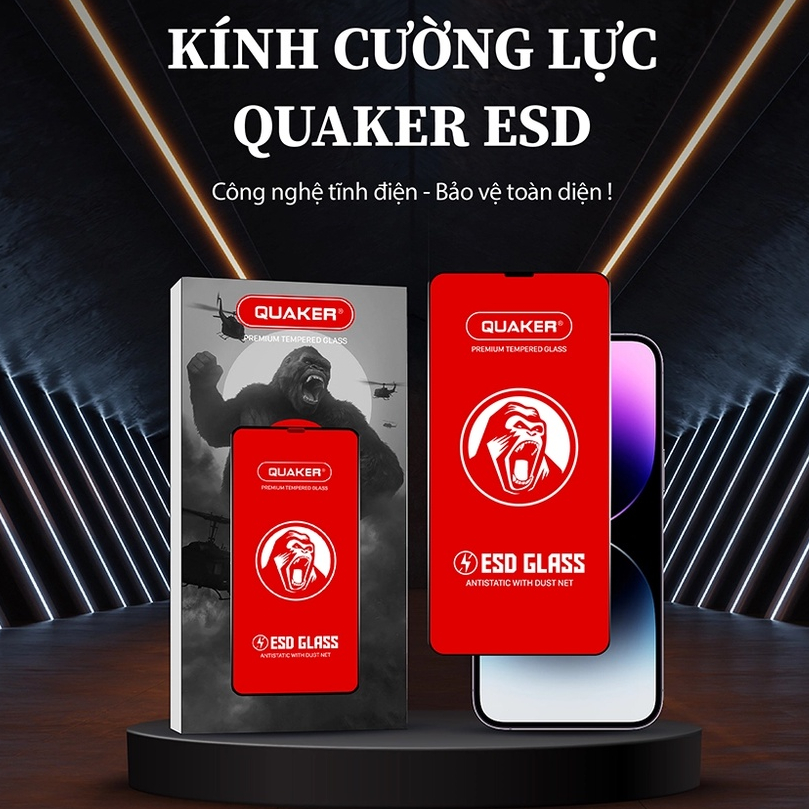 Kính cường lực iphone full màn Quaker ASD 7 8 PLUS X XS XSM 11 12 13 14 PROMAX