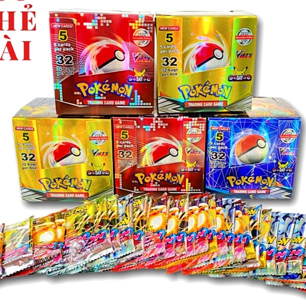 Thẻ Bài Pokemon Hộp 160 thẻ TCG Bóng POKEMON VIP giấy ánh bạc cứng cáp ...