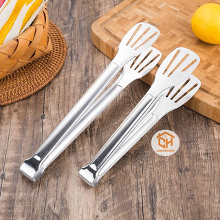 Kẹp Inox Gắp Thức Ăn 3 Rãnh, Đồ Nướng, Chiên Rán - Dụng Cụ Gắp Đồ Nóng Cam Homeware