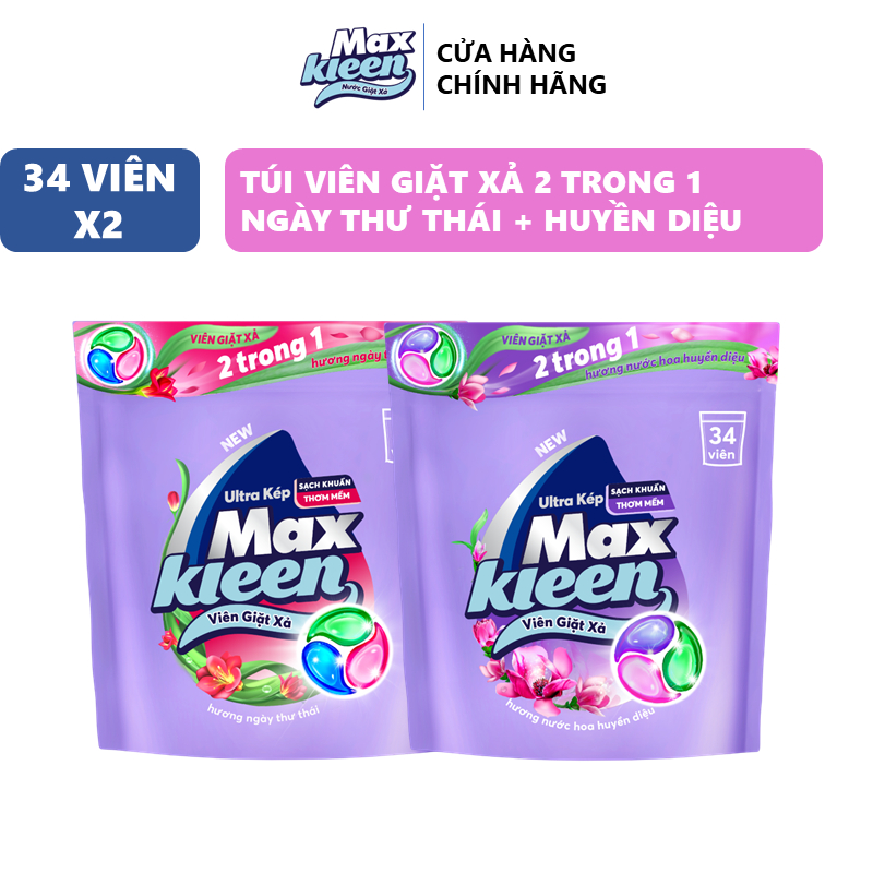 Ảnh Combo 2 Túi Viên Giặt Xả MaxKleen Hương Ngày Thư Thái + Nước Hoa Huyền Diệu (34 viên/túi) 2